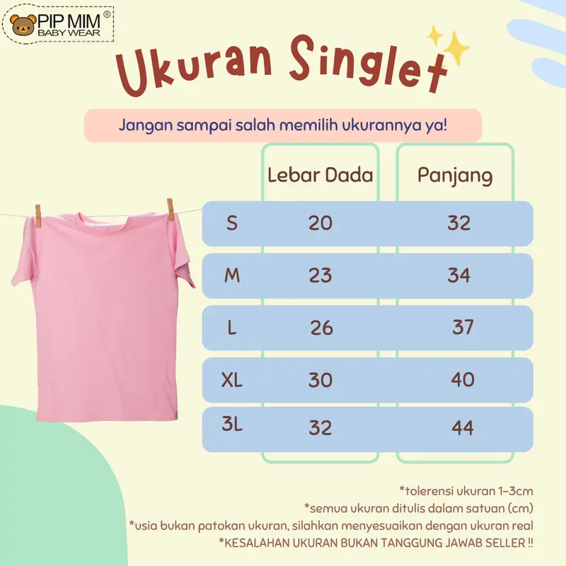 Pip Mim Baby - 6 Pcs Kaos Dalam Singlet WARNA & PUTIH Bayi Anak Perempuan Laki-Laki KOTOBUKI Lembut Halus Ber SNI  / Daleman Bayi 6