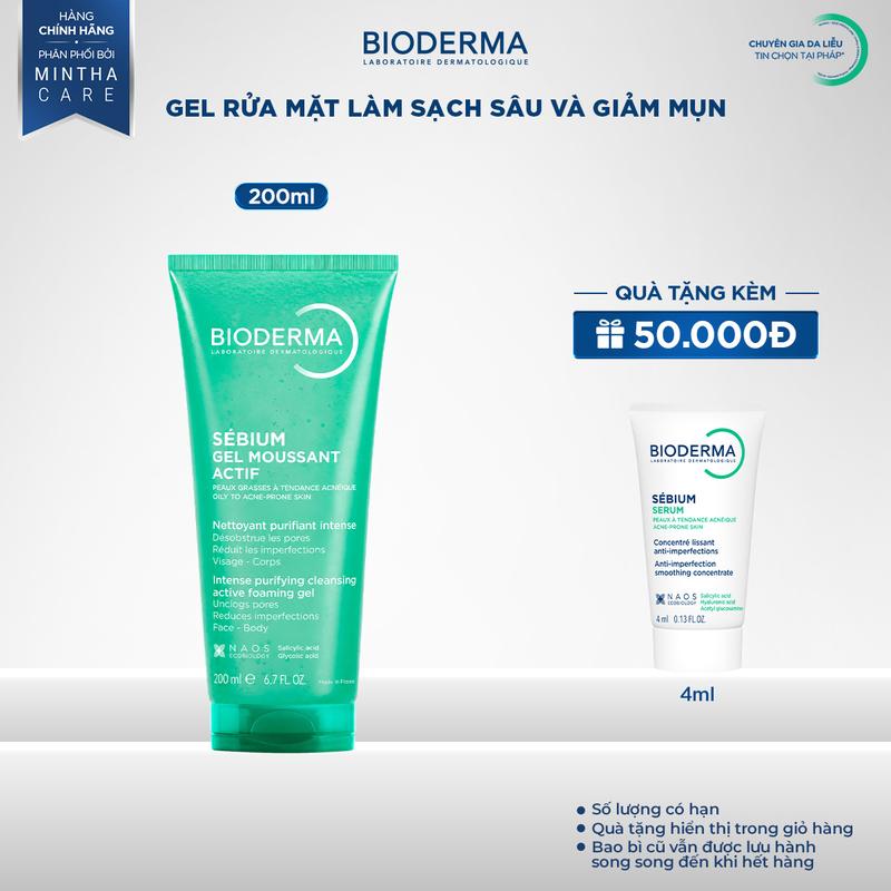 Gel rửa mặt hỗ trợ làm sạch sâu và cải thiện mụn Bioderma Sébium Gel moussant…