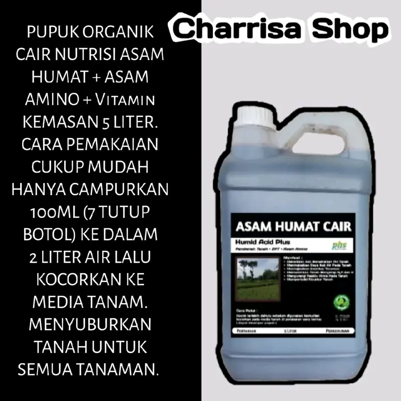 Pupuk Asam Humat Cair Plus Kemasan 5 Liter merek PHS 0