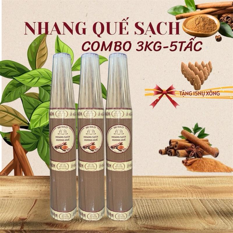 COMBO 3KG_3BÓ NHANG QUẾ 5 TẤC 47CM THƠM NHẸ DỊU TRẦM ẤM NHANG SẠCH ĐẠI GIA KỲ đồ thờ