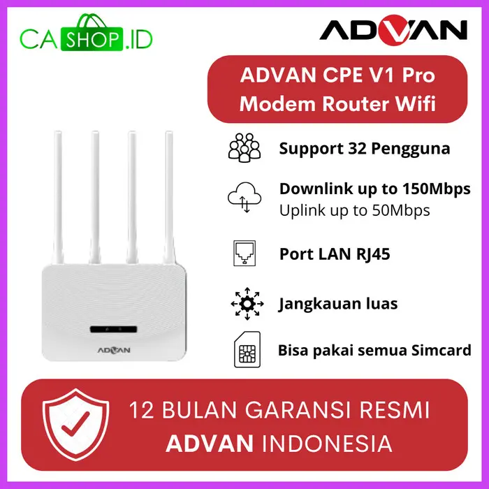 Advan CPE Router V1 Pro 4G LTE RJ45 LAN Modem Wifi Unlock New Original Garansi Resmi