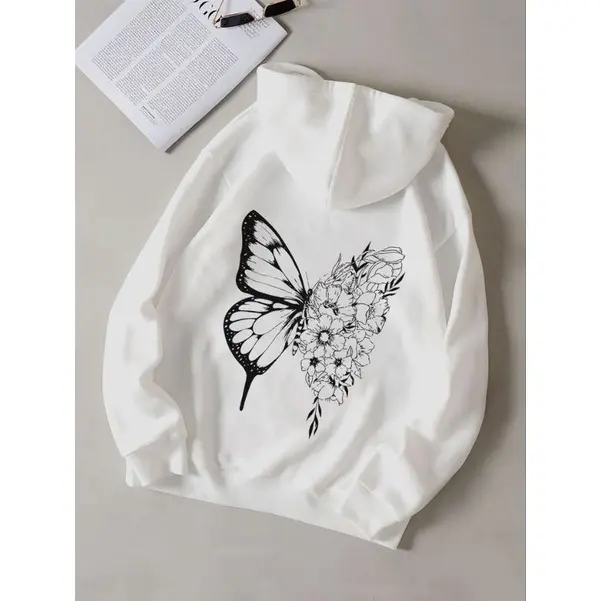 BY DINAMIKAOFFICIAL Hoodie Jumper Butterfly Flowers Wanita Dan Pria Size M-XXL Unisex / Outerwear Hooded Sweater Distro Pria dan Wanita Oversize Kupukupu COD 1
