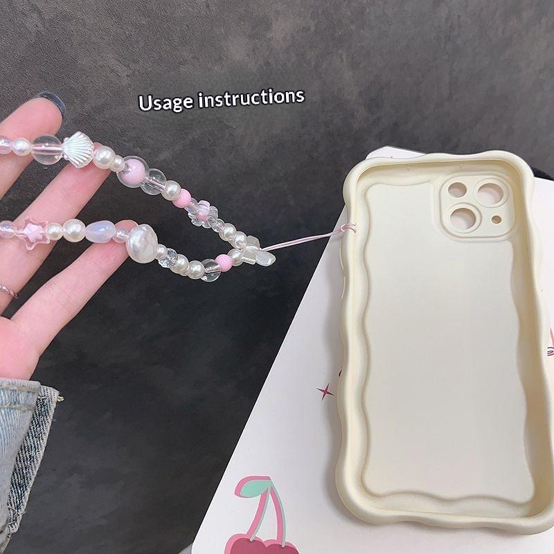 Dây đeo điện thoại hình đuôi cá biển dễ thương làm bằng hạt ngọc trai và nhựa acrylic
