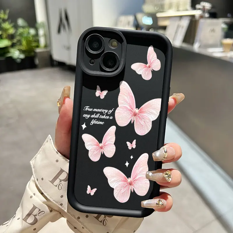 Casing Hp Untuk OPPO A7 OPPO A5s OPPO A12 OPPO A12S A11k Case Casing Kesing sarung HP kupu-kupu merah muda Softcase baru trendi pelindung silikon 6
