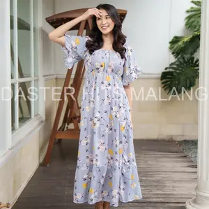 Dress Aulia Sabrina Lengan Rempel Panjang Busui Cantik Ibu Menyusui - Model Elegan - Hamil, Bumil, Nyaman daster hits Wanita