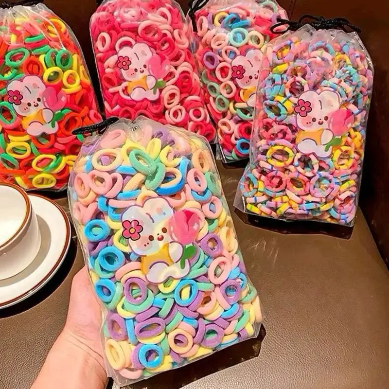 200PCS Karet Rambut Donat Pouch Ikat Rambut Donat Warna-warni Lucu untuk Anak-anak dan Wanita