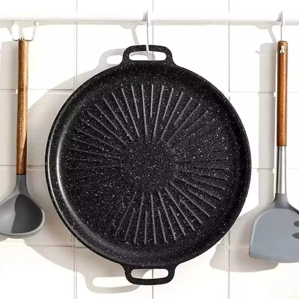 SSA Alat Panggangan BBQ Grill Pan Korean 30 cm, 32 cm dan 34 cm Wajan Bulat Anti Lengket Serbaguna