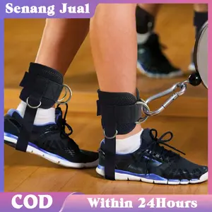 Tali Pergelangan Kaki Hitam / Gym Ankle Strap / Latihan Kaki / Adjustable Velcro