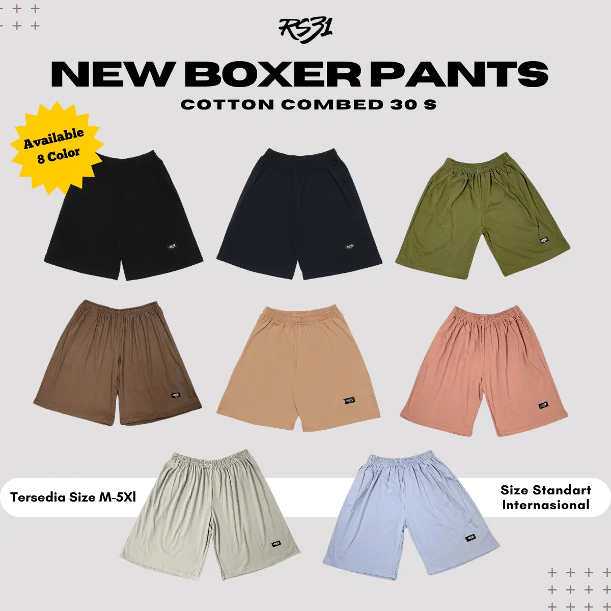 RS31 Celana Pendek Kolor Boxer Kaos Hot Pants Polos Pria Wanita Cowok Cewek Cwo Cwe Rumahan Ukuran Super Big Size | Celana Tidur Cotton Combed Santai Adem Kekinian Di Rumah Ukuran Super Jumbo Unisex