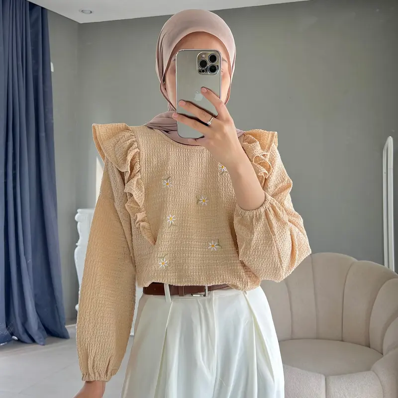 Ruffle Daissy Blouse • edmee outfit • Embroidery Shirt Daiss