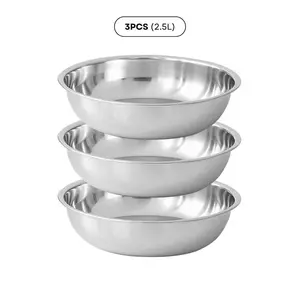 [CECE KETAR KETIR] DAPAT 3PCS Funnycook Wadah Baskom Ukuran 27cm Stainless SUS 304 – 2500ml | Food Grade & Anti Karat Food Grade Baskom Serbaguna Kitchenware - 3pcs 2,5 L