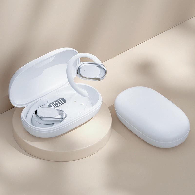 Earphones Wireless Bluetooth Tws 5.4 Headset Mic ANC/ENC Noise Reduction Amplifier Speaker IPX5 Water proof LED Display Dolby Audio Adjustable Angle Ear hook office Sport Study Outdoor White 5