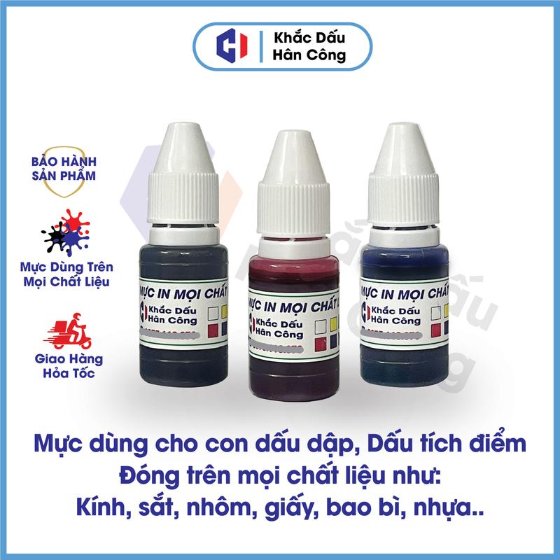 Mực Dấu Đóng Lên Mọi Chất Liệu Nhanh Khô Nhiều Màu, Lọ 10ml
