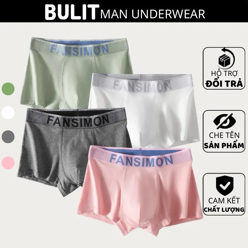Set 4 quần sịp boxer nam SIMON cao cấp,chất vải cotton mềm mại kháng khuẩn,màu sắc đa dạng