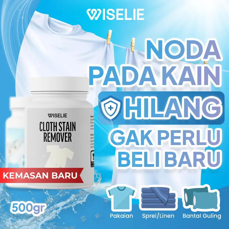 Wiselie Spesial Pembersih Bantal dan Mukenah Cloth Stain Remover Pembersih Penghilang Noda bandel Pakaian Pencerah Warna Pakaian Kain Jamur Sarung bersih 1