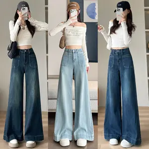 celana baggy kulot jeans begi jeans gombrong loose pants y2k highwaist kantong depan wide leg celana  baggy  jeans  gombrong Santai Wanita Panjang Boyfriend korean regular retro oversize high water Waist