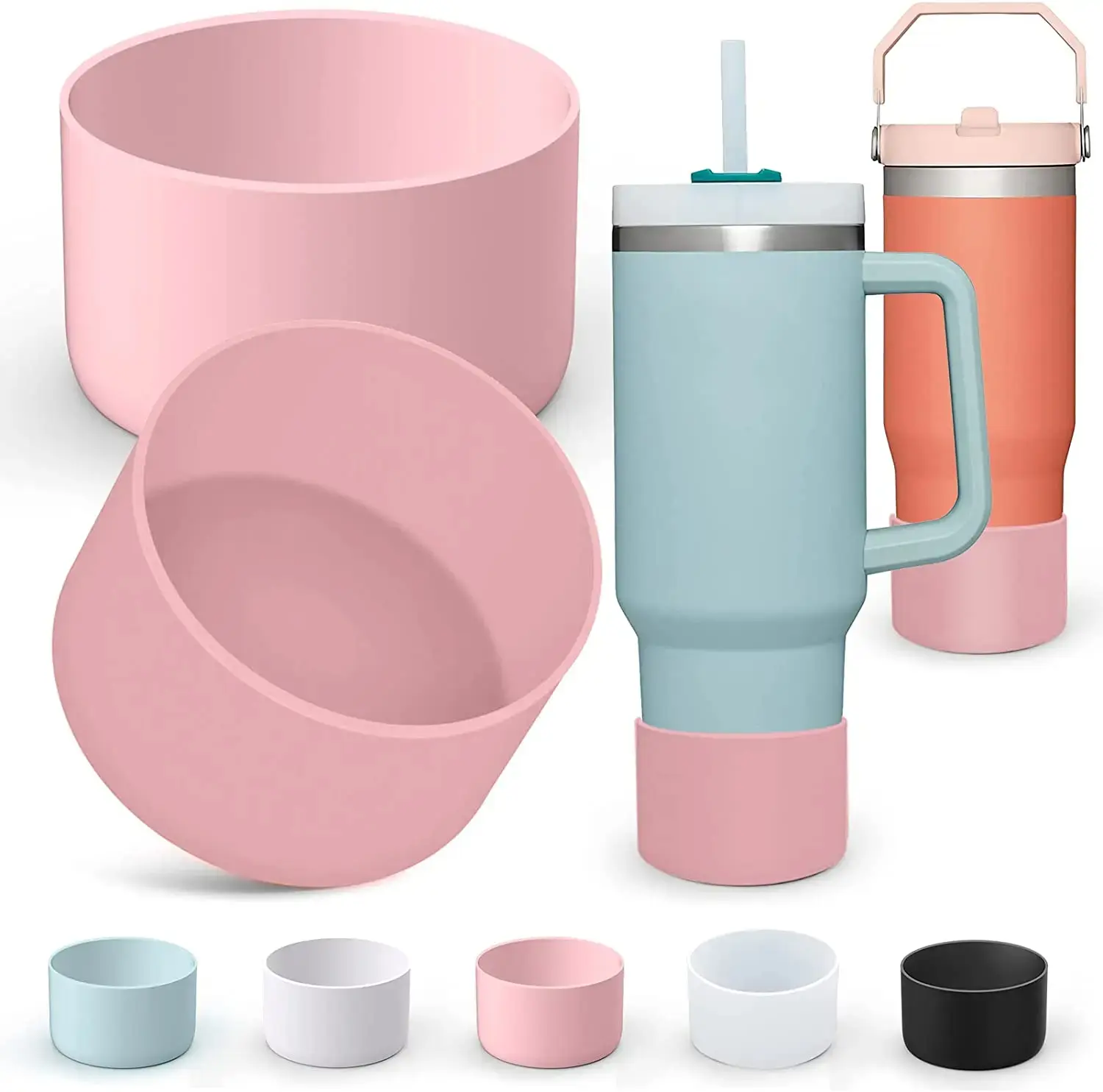 7.5cm Silicone Cup Boot for 40oz Large Capacity Coffee Tumbler Ice Flow Flip 30oz 20 oz Bottle Cover Bottom Sleeve Cover Anti-scratch and anti-slip