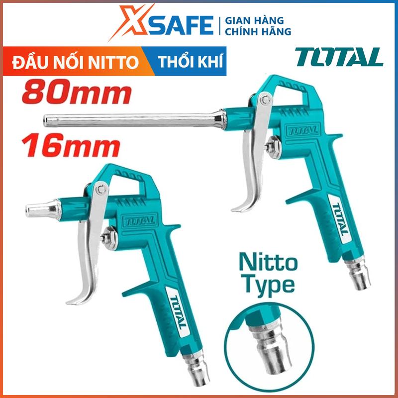 Dụng cụ thổi khí Total, đầu xịt thổi khí chiều dài ống phun 80mm đầu nối kiểu Nitto, phụ kiện của máy nén khí