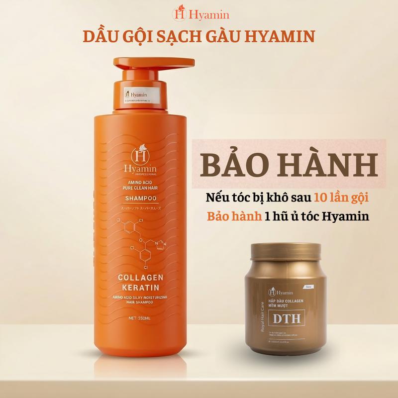 Dầu gội Sạch Gàu Hyamin 350ml - Bảo hành khô tóc sau 10 ngày gội, Sạch Gàu Giảm Ngứa, Không khô bết tóc, Mùi Hương Dễ Chịu