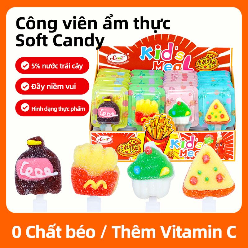 SWOOT-Kẹo dẻo trái cây mềm hình khoai tây chiên/cola/kem/pizza-Vitamin C Snack vui nhộn -Vị chua ngọt hài hòa | Kẹo hoạt hình tốt cho sức khỏe-Hộp 28 que Kẹo dẻo ăn vặt candy food