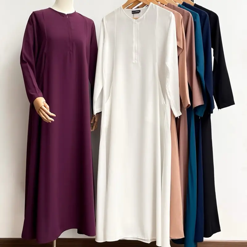 HAWACORNER - ZAHRA ABAYA woolpeach wolfis lux simple resleting tangan saku depan busui friendly Muslim Gamis