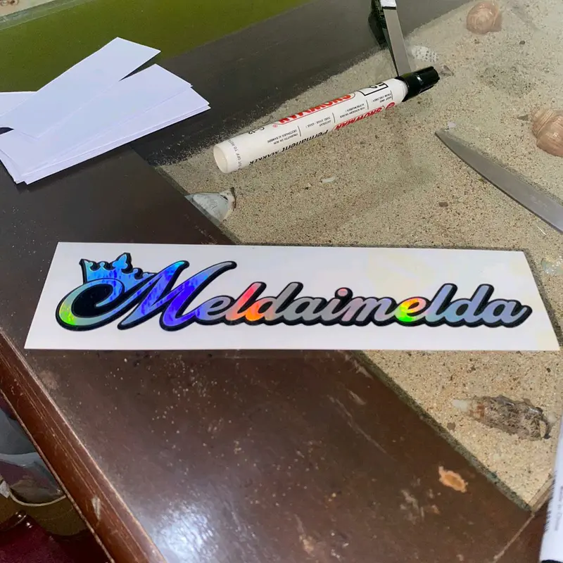 cutting sticker beground hitam custom nama mahkota hologram 8
