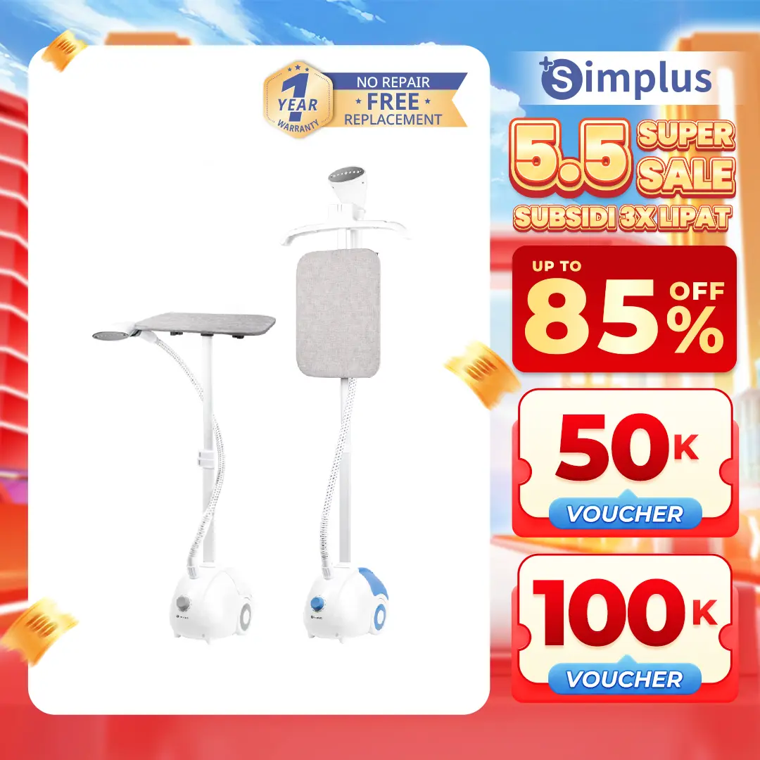 【GUNCANG 5.5 SUBSIDI 3X LIPAT】Simplus Setrika Uap Gantung, Setrika Berdiri Datar Gantung 2 in 1, Kapasitas Besar tangki air 1.8L GTJH014