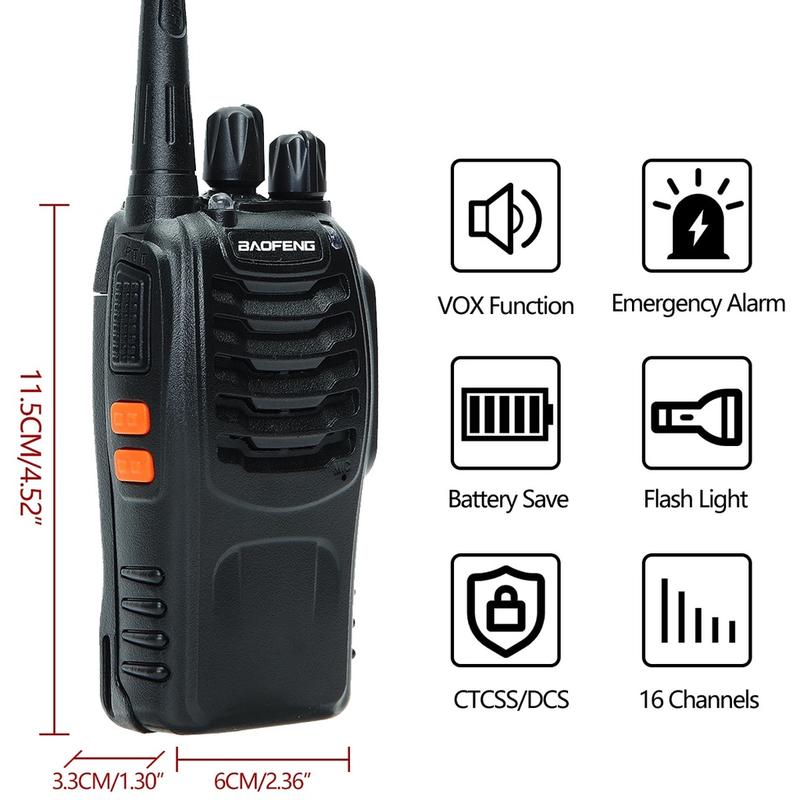 Bộ Đàm Chống Nước Ngoài Trời, Bộ Đàm 5WB BF-888S, Phạm Vi 16 Kênh, Phạm Vi 5KM, 1 Cặp [2 Đơn Vị] 5