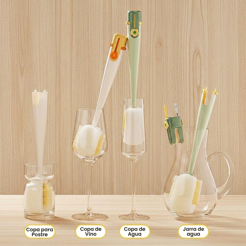 Cepillo Multifuncional 5 en 1 para Botellas Limpia Tapas & Cocina