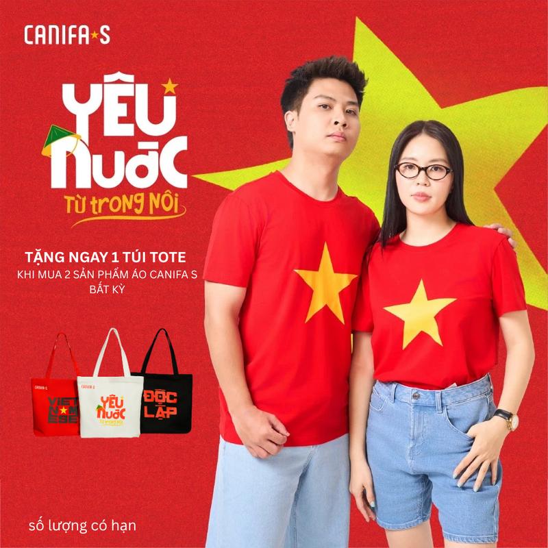 [CNF S] Áo phông unisex người lớn Cờ đỏ sao vàng CANIFA 5TS25S021
