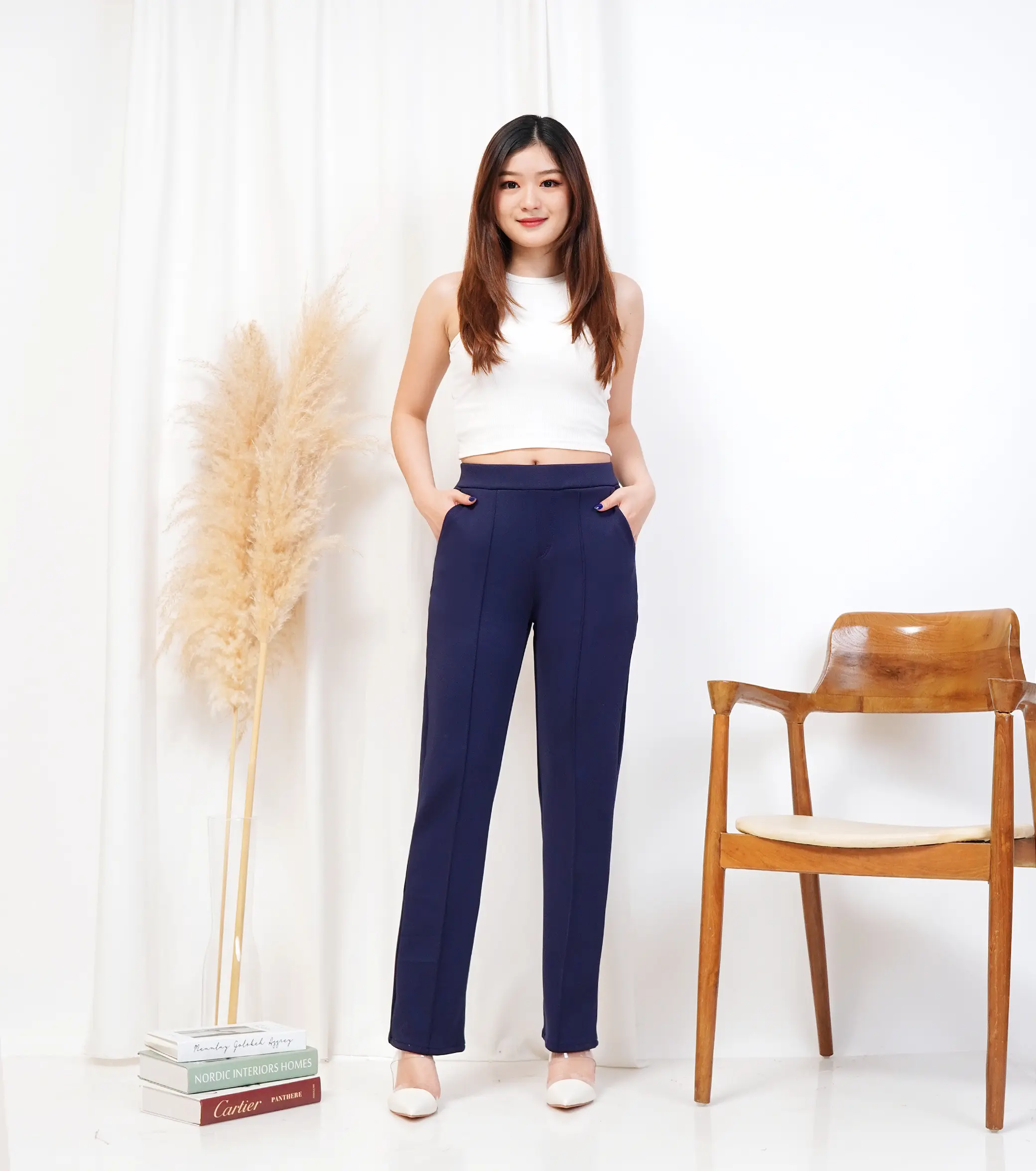 HYGET Celana Kerja Wanita Standar List Highwaist Scuba Premium