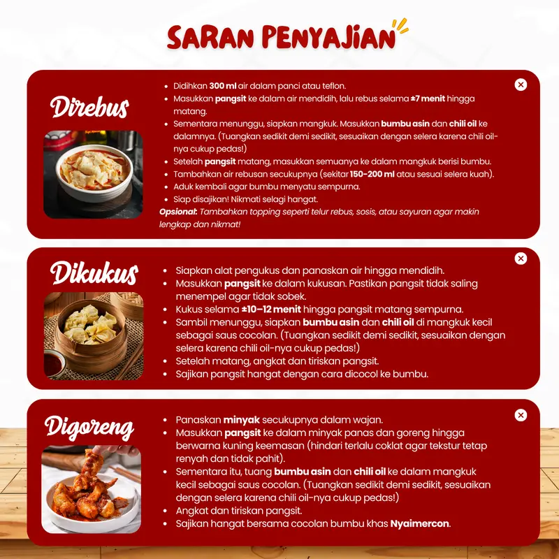 Paket Beli 3 Dapat 6 (Pangsit Rangu, Pangsit Keju, Mie Jebew + 3 Free Kripik Pangsit) Nyai Mercon Makanan Instan 5