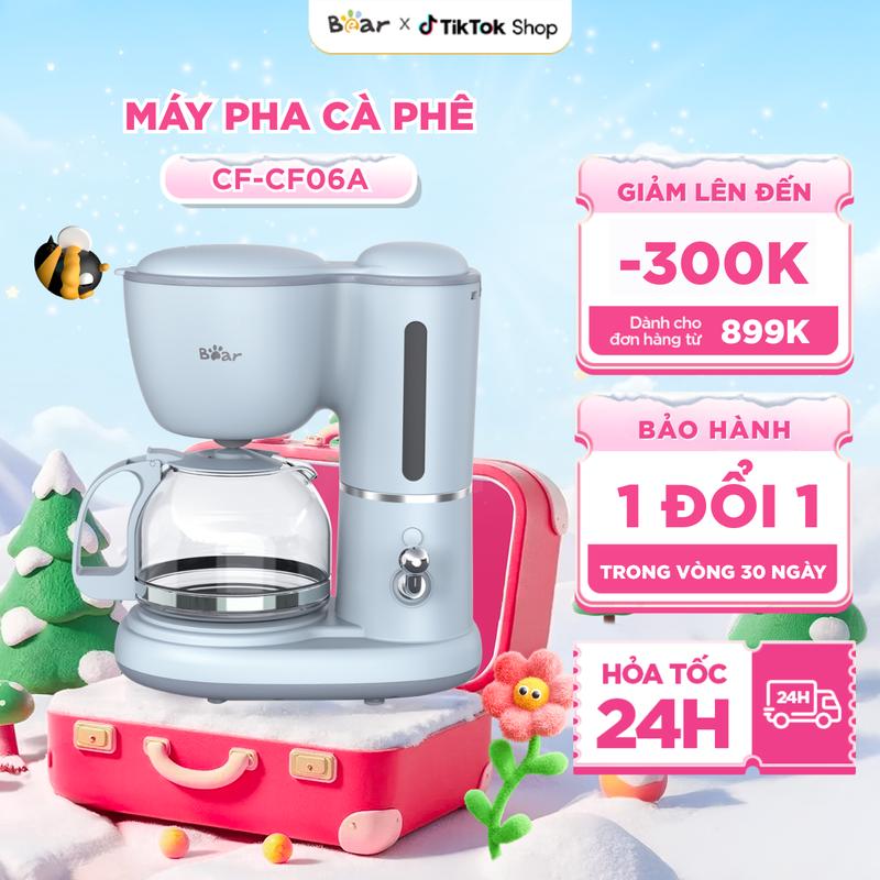 Ưu Đãi Sốc Máy Pha Cà Phê Mini BEAR Máy Pha Cà Phê Cafe Tự Động Pha Espresso Gia Đình Giữ Ấm Bỏ Cặn SB-CF06A