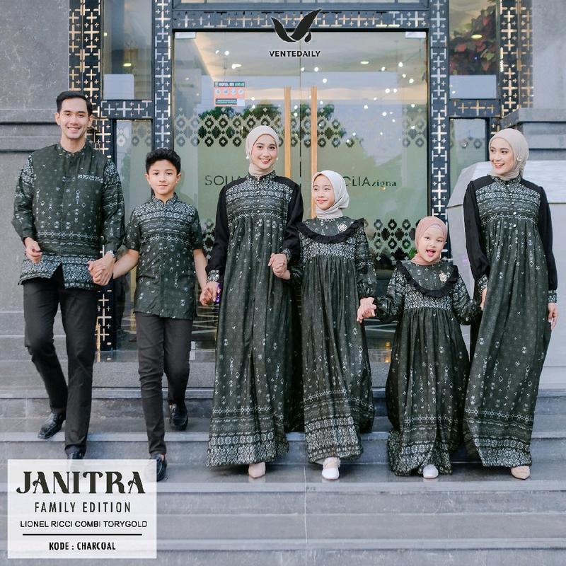 SISOL - JANITRA FAMILY SET SERIES ORI VENTEDAILY 2025 - Baju Seragam Sarimbit Lebaran Idul Fitri Idul Adha Halal Bihalal Keluarga Dress Dewasa dan Anak + Kemeja Koko Dewasa dan Anak Kembaran Motif dan Bahan Leonel Ricci mix Torygold Premium Ekskulif 4
