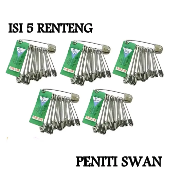 Isi 5 Renteng Peniti Swan Stainless Steel Ukuran Besar Sedang Kecil - Isi 12 Pcs Setiap Renteng
