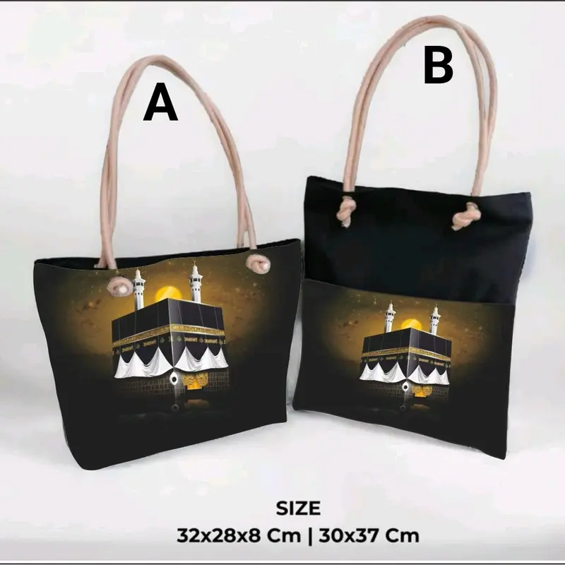 (Promo 6 pcs) Totebag Mekkah Edition tali sumbu Perempuan 3