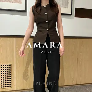 PLAINE - Amara Vest | Korean Top - Atasan Formal Vest Wanita Atasan Fitted Classy Rompi Casual Basic