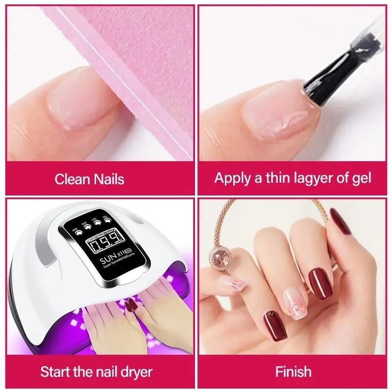 【100% Original】NEW SUN X11 Max 280W 66Leds Dalam Full Hitam Lampu Pengering Kutek Gel Led UV Nail Lamp Alat Pengering Kutek Gel Art Polish 2