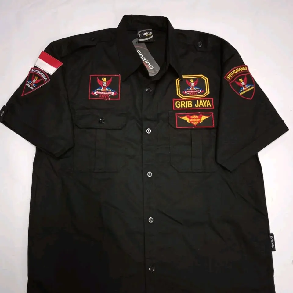 KEMEJA GRIB JAYA PULL ATRIBUT PENDEK Hitam