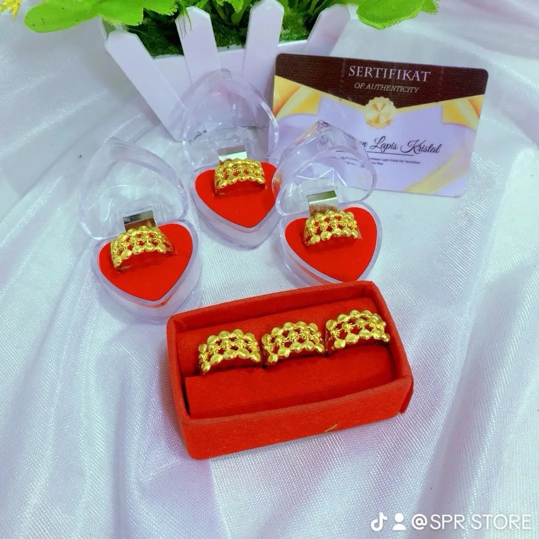 cincin model baris tiga lapis kristal MODEL BARU
