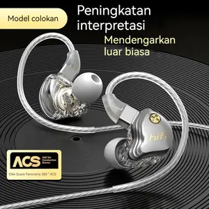 Tipe-C 3.5mm ke dalam telinga kabel headphone bass stereo pita mikrofon pengurangan kebisingan headphone bass