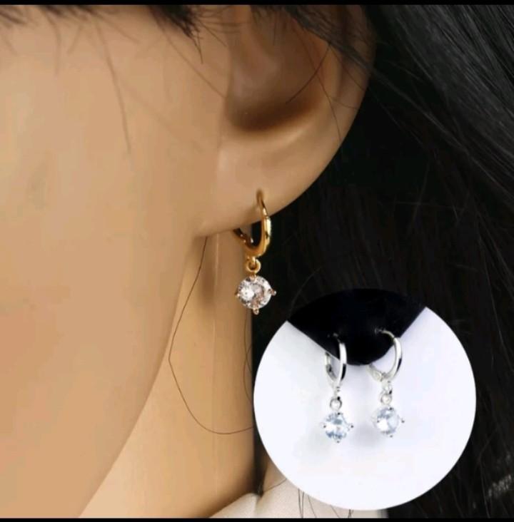 ANTING JEPIT GANDUL MATA SATU ANTING TITANIUM WANITA DEWASA ANTI KARAT DAN TIDAK LUNTUR Gold