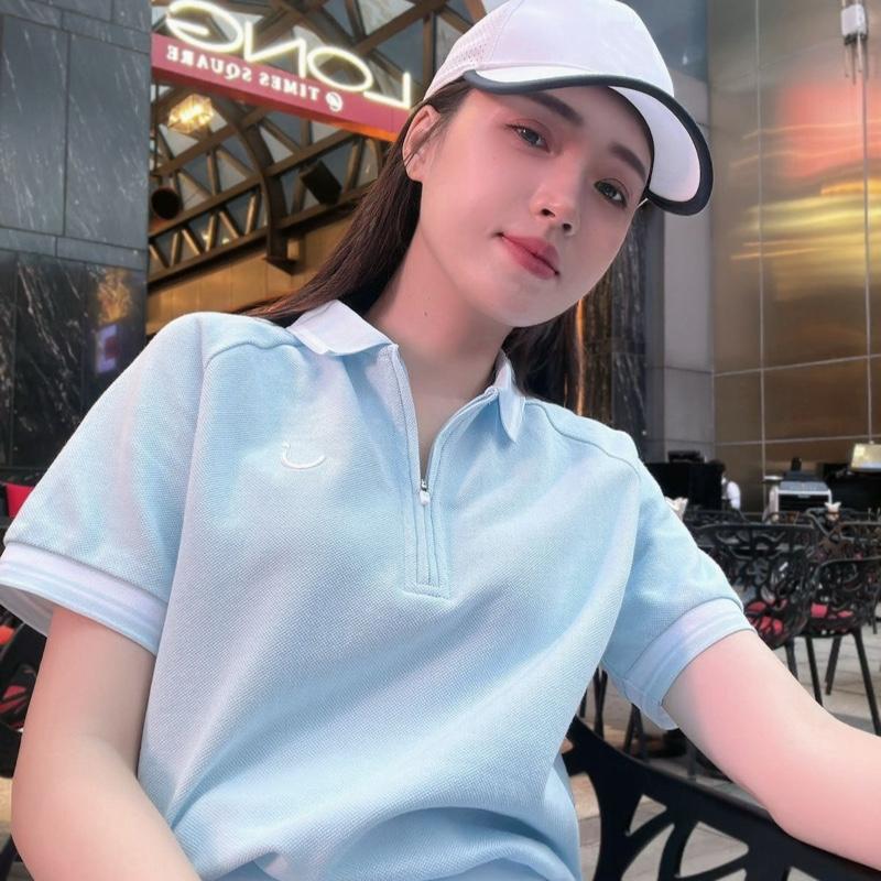 Set đồ thể thao nữ VIBE VBB100 – Áo polo tay ngắn cổ dây kéo kèm quần short vải cotton thoáng mát, tông trắng năng động