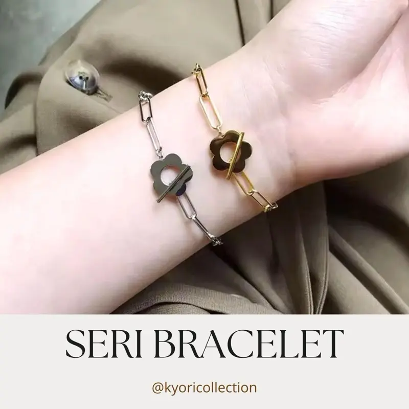 Kyori Collection - Seri Bracelet - Gelang Bunga Tongkat Paperclip Titanium Anti Karat