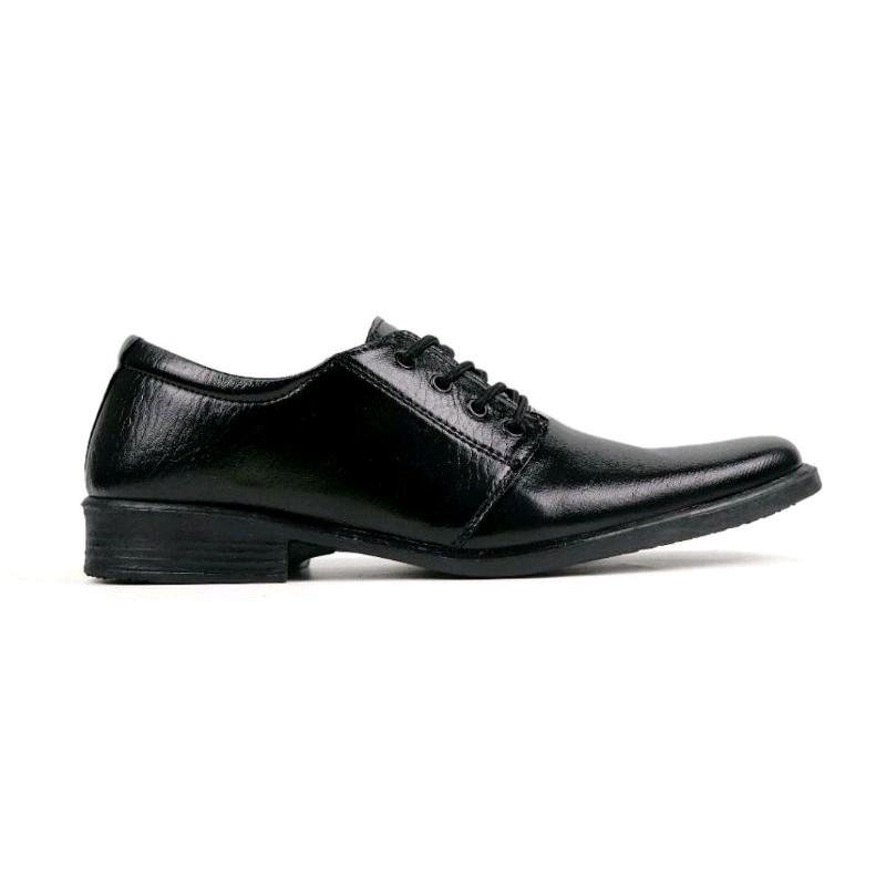 Sepatu Pantofel Pria Tali Sepatu Kerja Kantor Cowok  Shoes Pantofel sekolah Full  Hitam Terlaris Coklat Black 4
