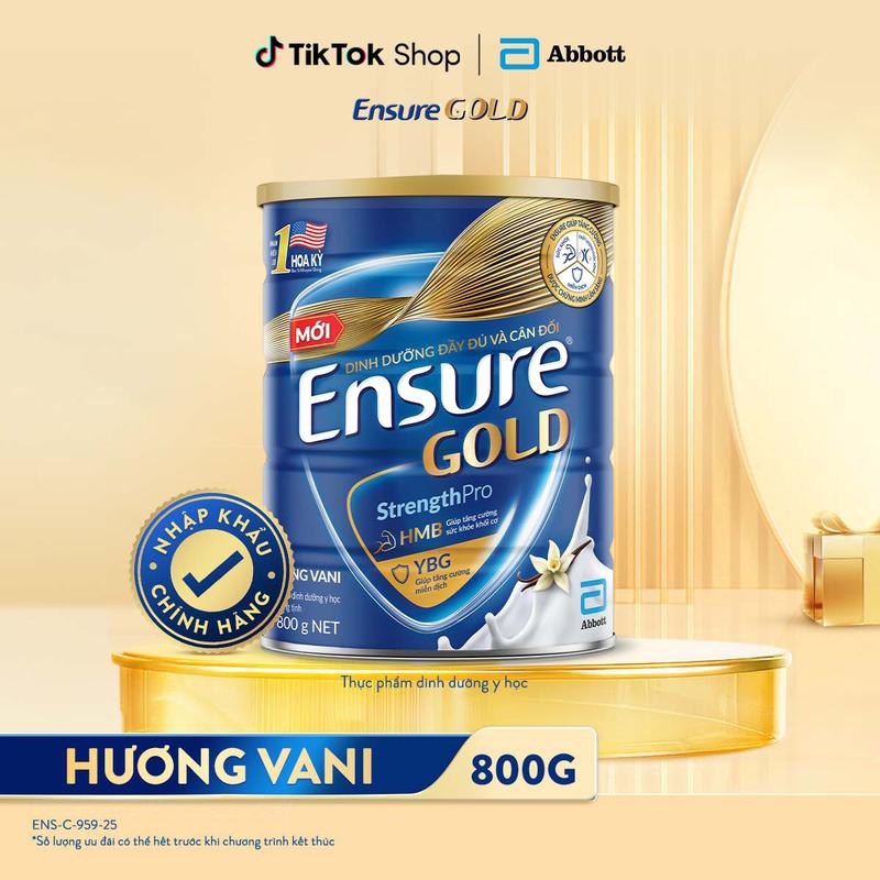  SỮA ENSURE GOLD MỚI CẢI TIẾN DẠNG BỘT HƯƠNG VANI 800G 