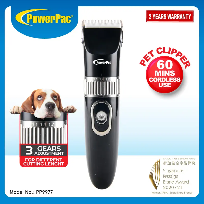 PowerPac Pet Grooming Shaver Clipper Hair Trimmer Set Rechargeable Pet Trimmer Kit (PP9977)