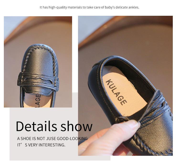 Product Introduction of Children Boys Leather Shoes 2024 Spring and Autumn Simple Slip-on Round-toe School Shoes Loafers Flats Moccasins Classic Formal 8