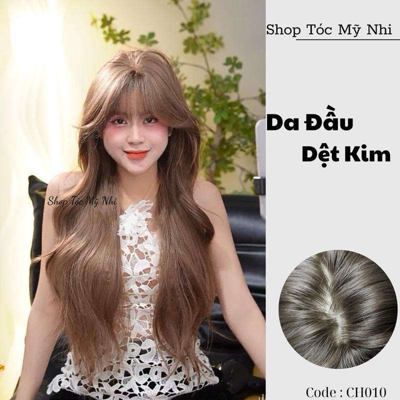 Tóc Giả Mỹ Nhi Nguyên Đầu Da Đầu Dệt Kim CH010 Xoăn Lơi dài 65cm