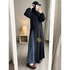 Long Tunik Dress Anti UV Long Dress Belah Samping Wanita Size S M L XL XXL Kelcer Syar’i